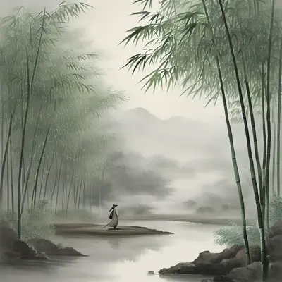 Bamboo in Morning Mist