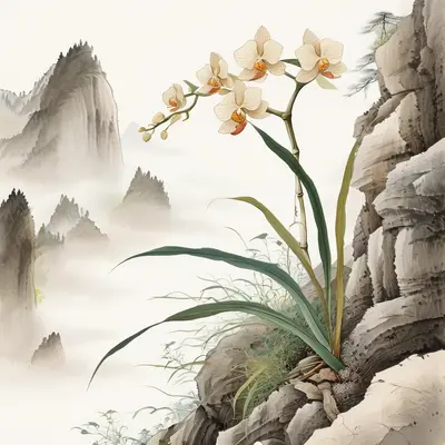 Wild Orchid on Rock