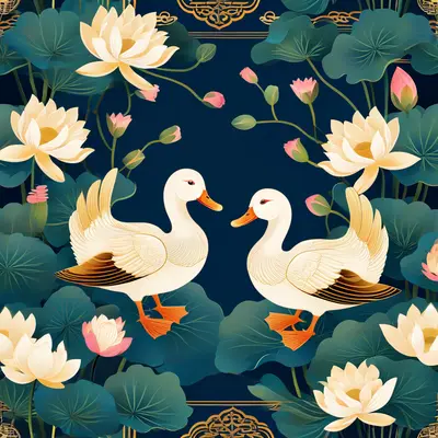 Mandarin Ducks & Lotus