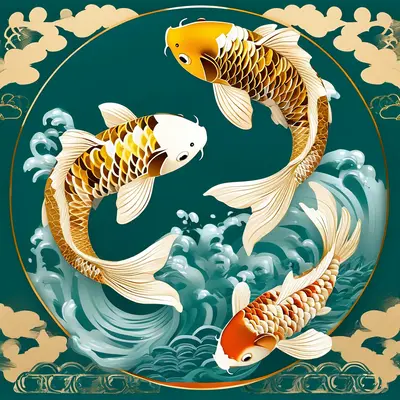 Golden Koi & Waves